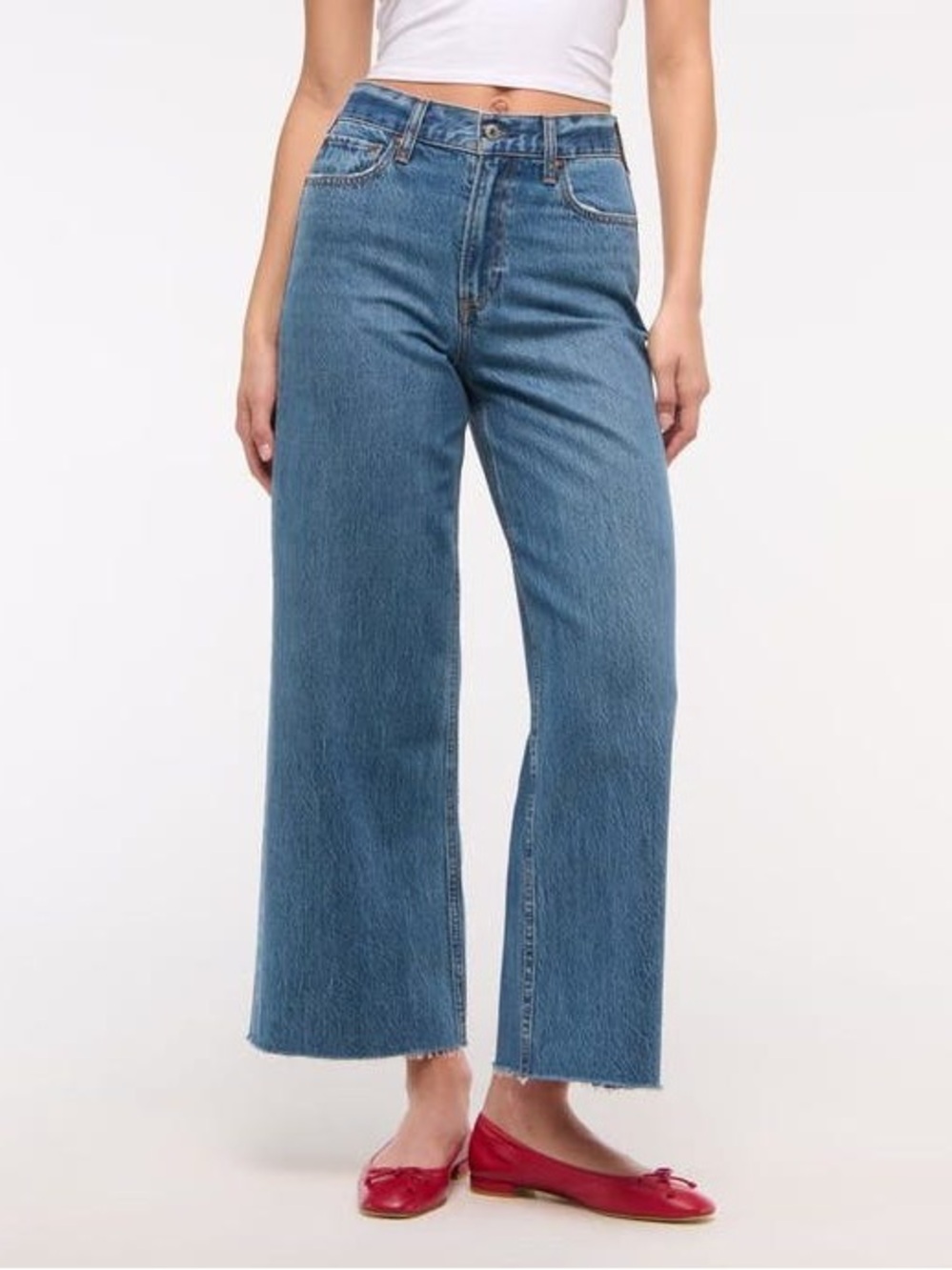 Abercrombie & Fitch High Rise Cropped Wide Leg Jean